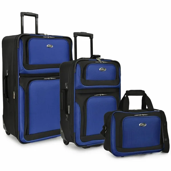 U.S. Traveler New Yorker Lightweight Expandable Rolling Luggage, Black, 3-Piece Set