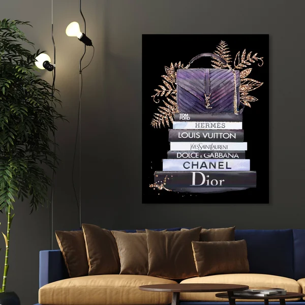 Oliver Gal 'I Love My Purse' Fashion and Glam Wall Art Canvas Print - Purple, Black (39 x 52)