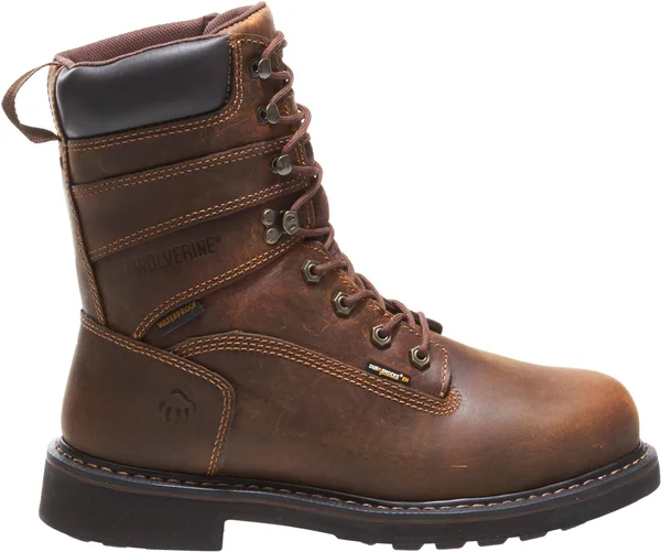Wolverine 8x22 Brek Durashocks Steel Toe Waterproof Boots, Men's Brown