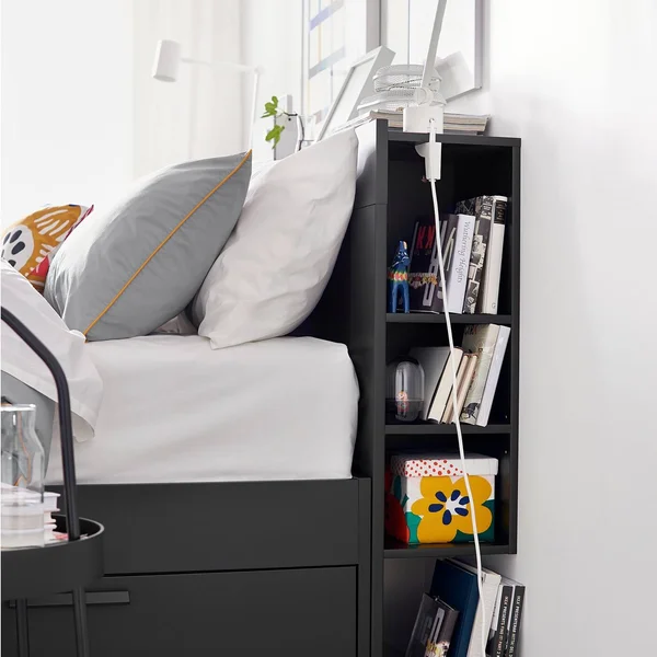 IKEA - BRIMNES Bed Frame with Storage & Headboard, Black, Queen