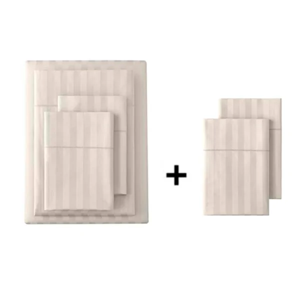 Home Decorators Collection 500 Thread Count Egyptian Cotton Sateen 6-Piece Full Sheet Set in Biscuit Damask