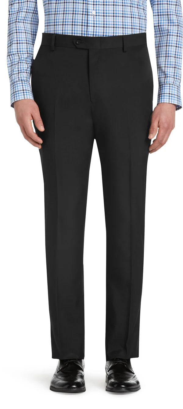 JoS. A. Bank Men's Traveler Performance Tailored Fit Flat Front Pants - Black, 31x29