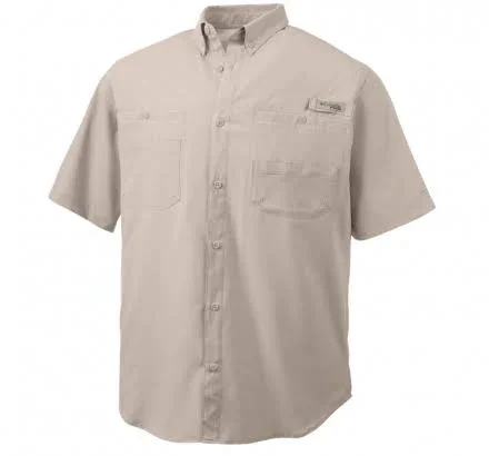Custom Embroidered Columbia Men's Tamiami II Short Sleeve Woven Shirt, Size: S, Fossil