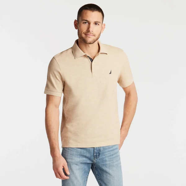 Nautica Men's Big & Tall Stretch Mesh Polo Camel Heather, 4XLT