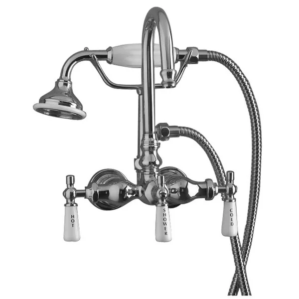 Barclay 4022-PL-CP Tub Wall-Mounted Faucet with Hand Shower - Polished Chrome