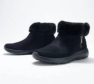 Skechers On-The-Go Faux Fur Ankle Boots - Enchanted, Size 7 Wide, Black