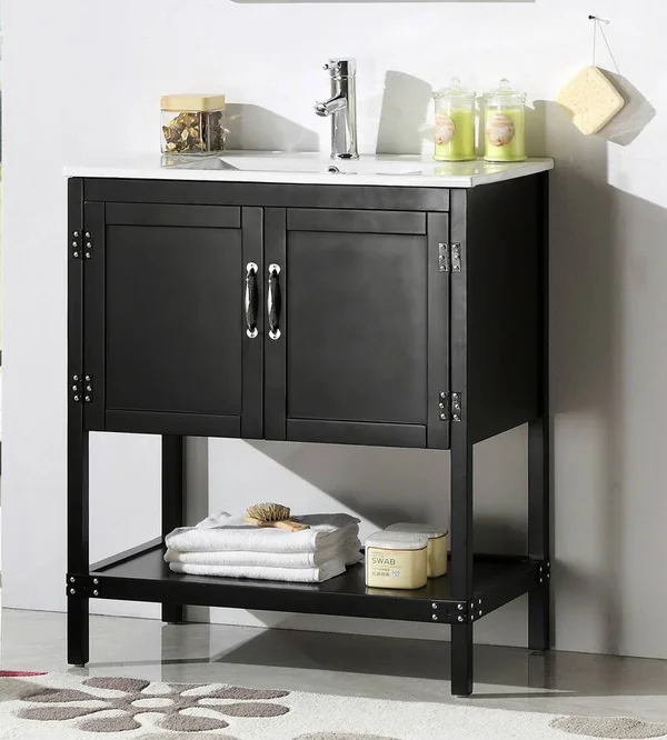 Legion Furniture 30x22 Black Color Wood Sink Vanity with Ceramic Top