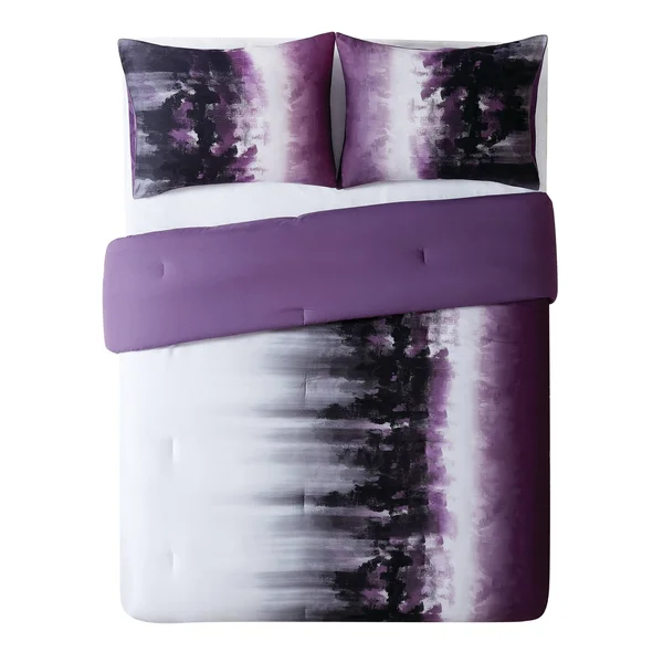 Vince Camuto Mirrea Comforter Set, King, White/Purple