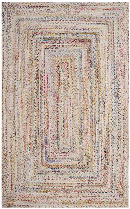 Safavieh 6& x 6& Round Braided BRD210B Ivory Multi Rug