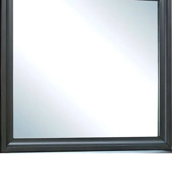 Benjara 32 inch Transitional Style Wooden Frame Mirror - Antique Gray