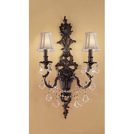 Classic Lighting Majestic Imperial 2-Light Wall Sconce Crystal Type: Crystalique Golden Teak, Finish: Aged Pewter