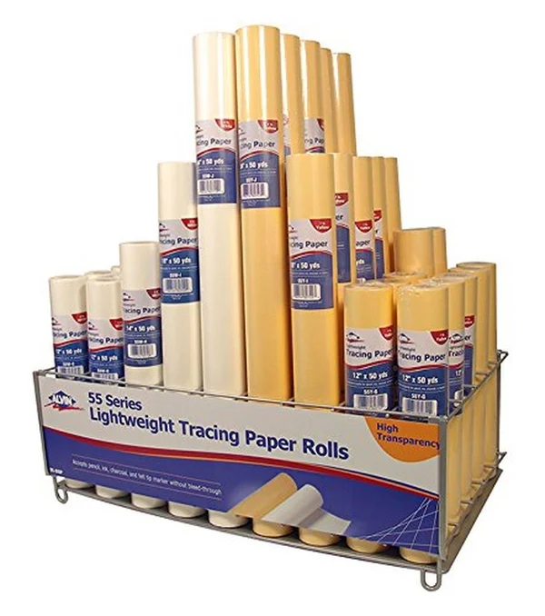 Alvin 55W-H Lightweight White Tracing Paper Roll 14x22 x 50yd