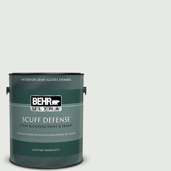 BEHR Ultra 1 gal. #PPL-55 Coastal Fog Extra Durable Semi-Gloss Enamel Interior Paint & Primer