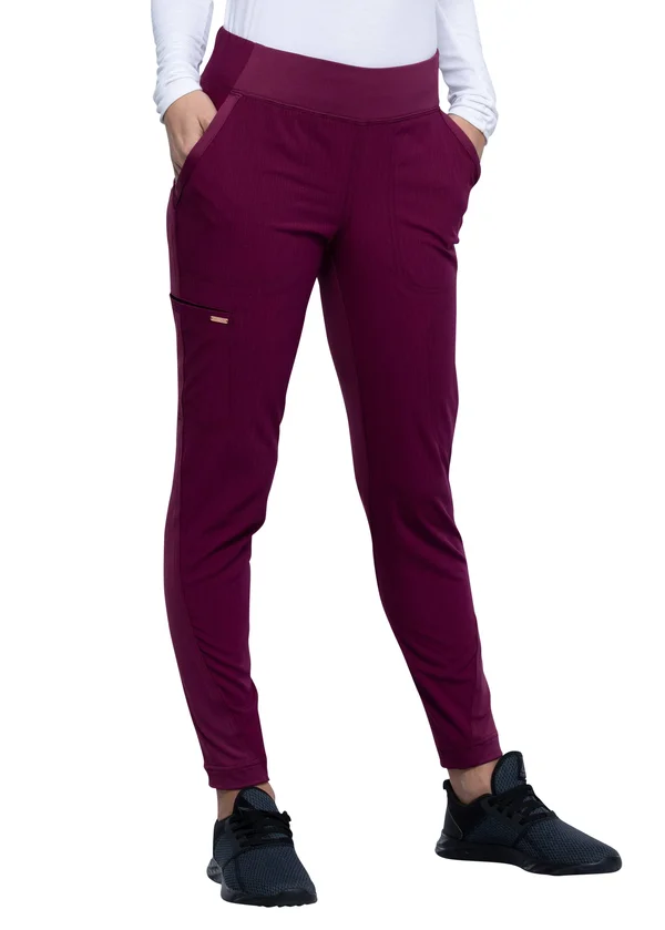 Cherokee Statement Mid-Rise Tapered Leg Pull-On Pant, CK175, M, Wine