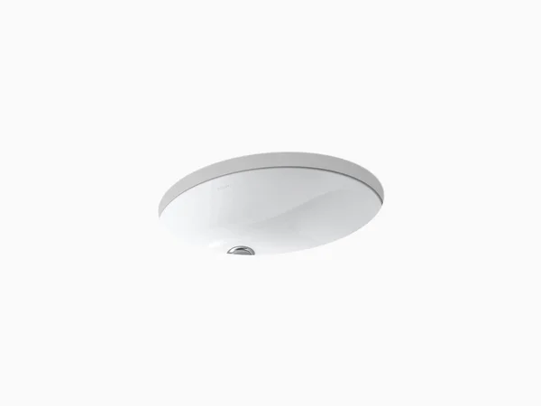 KOHLER K-2210-G-47 Caxton Oval 17x22 X 14x22 Under-Mount Bathroom Sink with Glazed Underside and Clamp Assembly - Almond