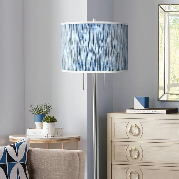 Giclee Glow Beachcomb Giclee Brushed Nickel Garth Floor Lamp, Blue