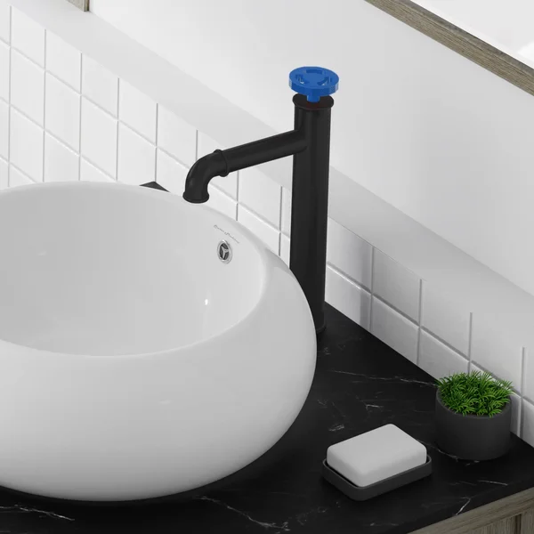 Avallon 12 Single Handle - Bathroom Faucet in Matte Black - Blue