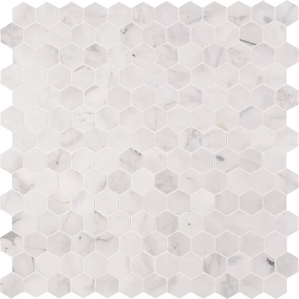 MSI Calacatta Cressa Hexagon 12 in. x 12 in. x 10mm Honed Marble Mesh-Mounted Mosaic Tile (9.8 Sq. ft./Case)