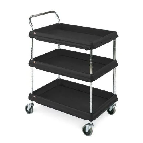 Metro BC2636-3DBL, Black 3 Shelf Deep Ledge Utility Cart, 27x22 x 39x22 x 33x22