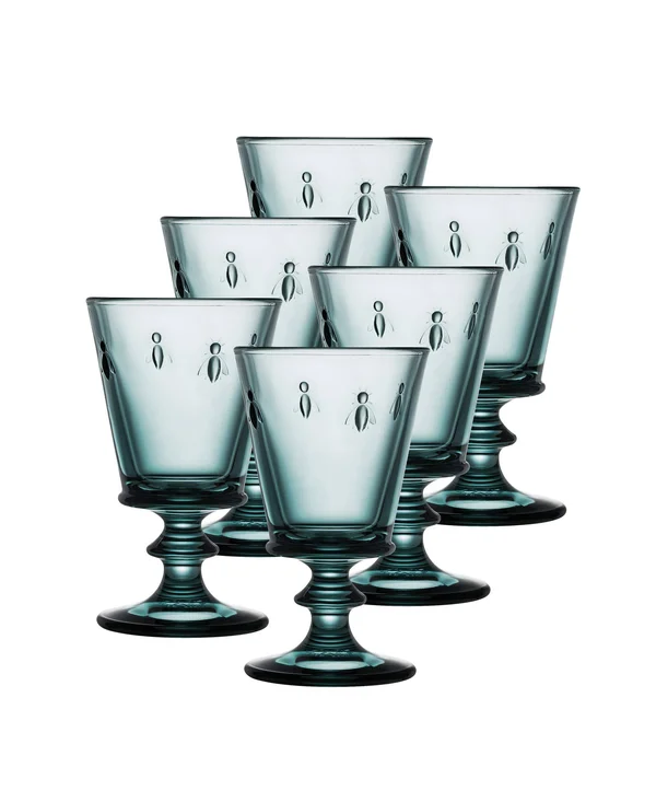 La Rochere Napoleon Bee 8 oz. Wine Glasses - Set of 6 - Blue
