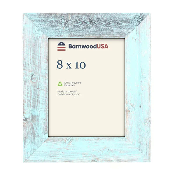 BarnwoodUSA, Farmhouse Picture Frame with 3 inch Wide Frame, 100% Reclaimed Wood (8x10, Robins Egg Blue), Size: 8 x 10
