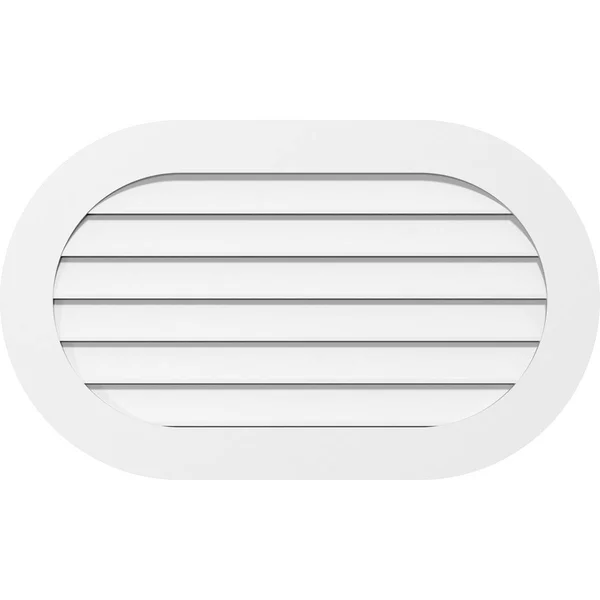 Ekena Millwork GVPRE30X1801SF 30x22W x 18x22H Horizontal Round Ended Surface Mount PVC Gable Vent: Functional, w/ 3-1/2x22W x 1x
