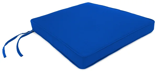 Solid Tapered Boxed Edge Seat Cushion in Sunbrella Pacific Blue, 20.5 x 18 x 4