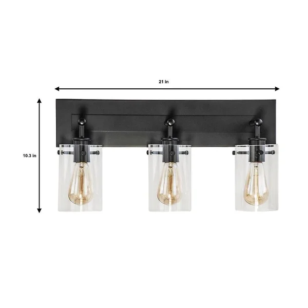 Hampton Bay Regan 21 in. 3-Light Espresso Vanity Light with Clear Glass Shades 2