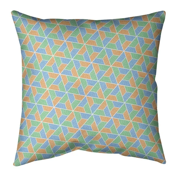 Green Feature Three Color Trapezoids Throw Pillow - 26 x 26 - Green Pink & Orange - Polyester