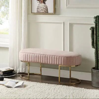 Ritner Upholstered Bench Mercer41 Color/ Pattern: Pink