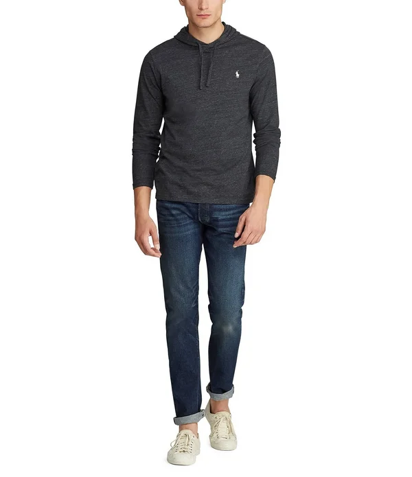 Polo Ralph Lauren Big Tall Cotton Jersey Long-Sleeve Hoodie Tee - Black Marl Heather 2xb