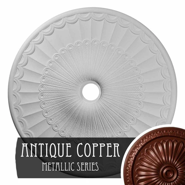 36 5/8x22OD x 3 5/8x22ID x 2 3/8x22P Galveston Ceiling Medallion (Fits Canopies Up to 4 3/4x22) - Hand-Painted Silver