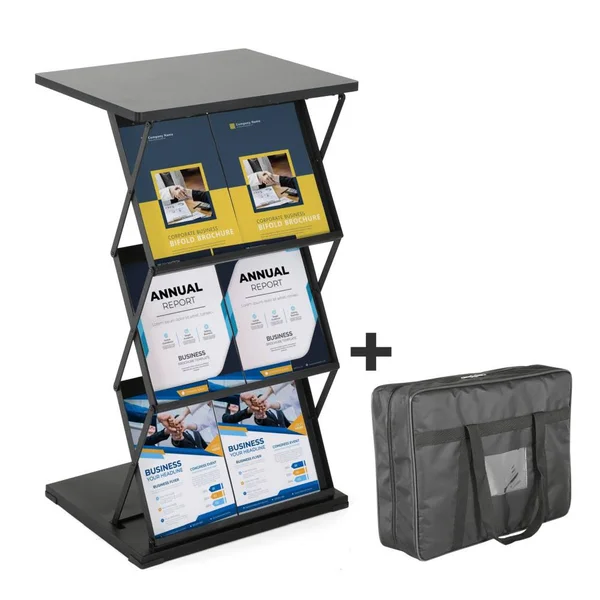 Mu0026t Displays Foldable Counter with Steel Literature Holder and Carrying Bag, Magazine Rack, Brochure Display Stand, Catalog