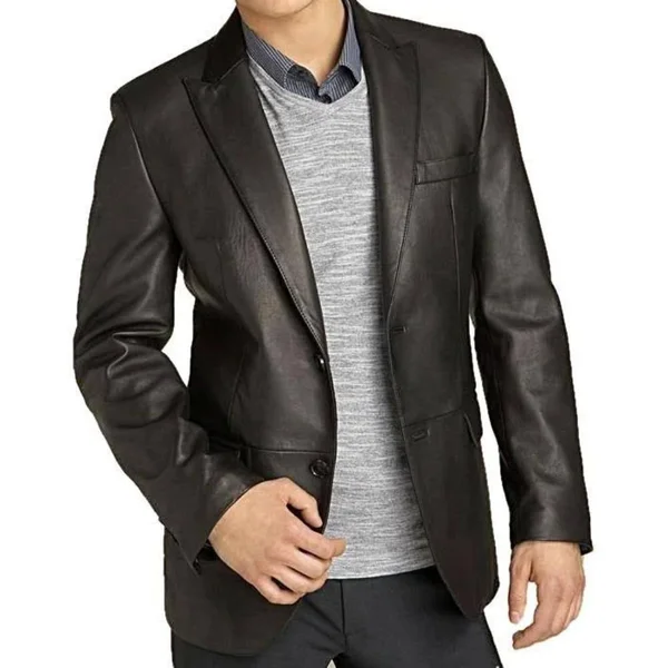 Mens Kilroy Lambskin Leather Blazer - Discounted!, L, Black