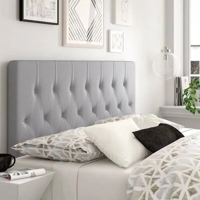 Sasha Upholstered Panel Headboard Zipcode Design Size: Queen, Upholstery: Gray