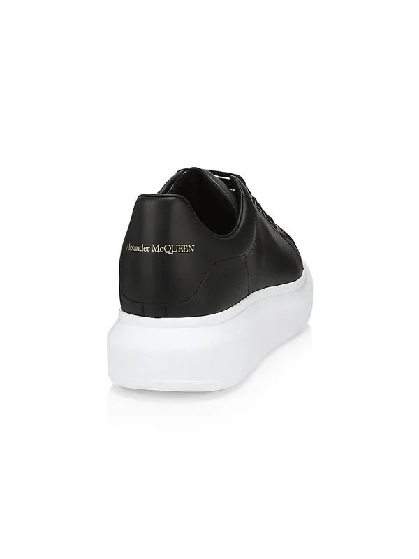 Alexander McQueen Men's Oversized-Sole Leather Sneakers - Black Size 10 M