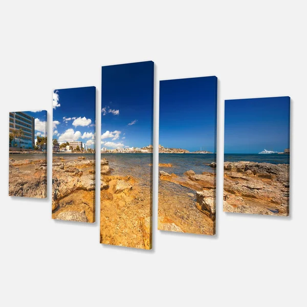 Designart Paradise Beach in Ibiza Island 5 Piece Photographic Print on Wrapped Canvas Set