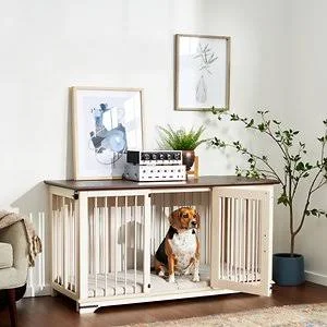 Frisco Broadway Dog Crate Credenza & Mat Kit - White