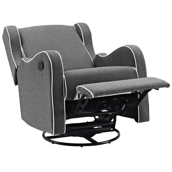 Rowe Upholstered Manual Reclining Glider Recliner (Color: Gray Linen)