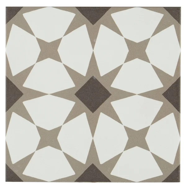 Marazzi Hand-Made Encaustic Look 8x8 Starbrite White & Brown Decorative Blend (brown/white)