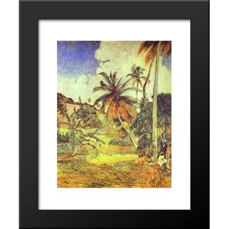 Palm Trees on Martinique 20x24 Framed Art Print by Paul Gauguin, Black