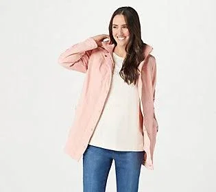 Isaac Mizrahi Live! Water Repellent Softshell Jacket w/ Hood, Size XX-Small, Soft Pink