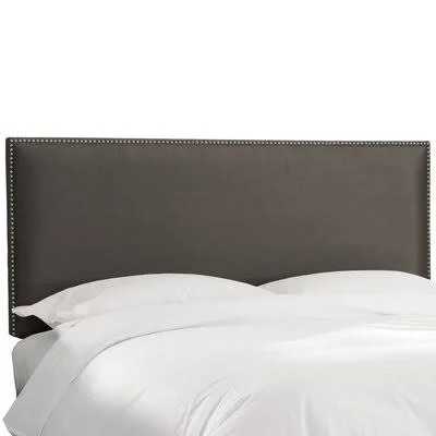 Nail Button Border Upholstered Panel Headboard Wayfair Custom Upholstery Size: Queen, Upholstery: Premier Charcoal, Nailhead Fin