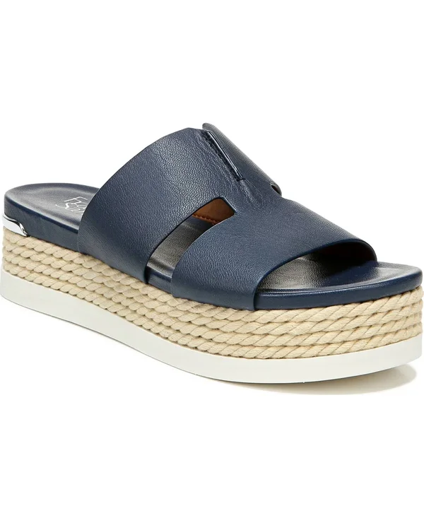 Franco Sarto Women's Kenny Platform Slide, Lapis Blue Bazini Leather