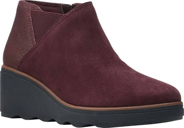 Clarks Women's Collection Mazy Harwich Boots - Burgundy Suede Interest Combination