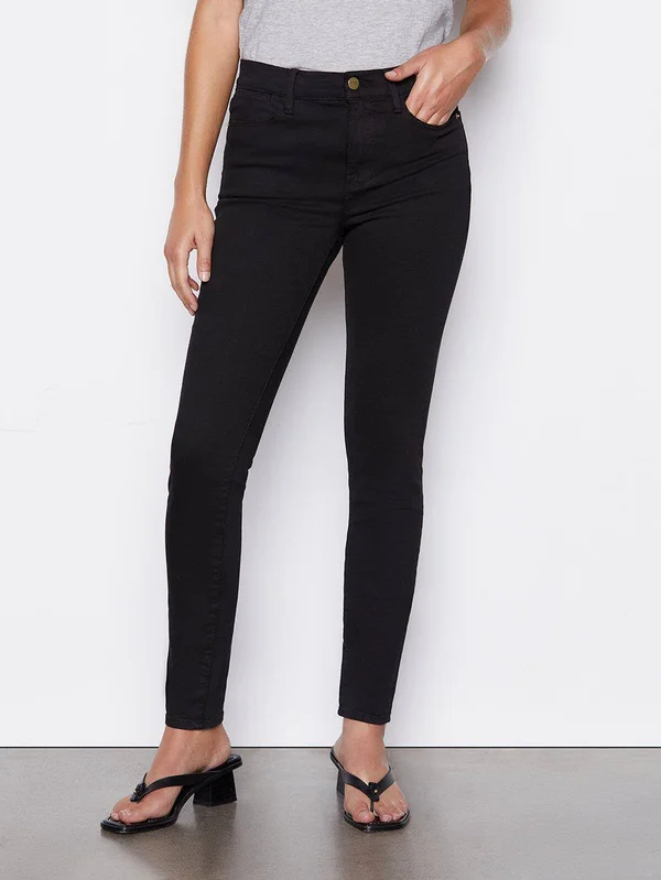 Frame Le High Ankle Skinny Jeans in Film Noir