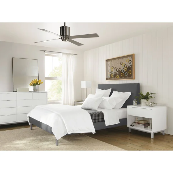 Room & Board, Modern Copenhagen One-Drawer Nightstand Made from White Wood, Aluminum Pulls w/ Stainless Steel Frame Base