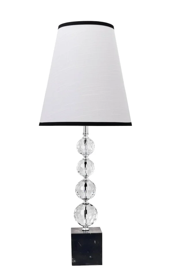 Aspen Creative 40131 - 30 1/2x22 High Transitional Table, Chrome Finish with Crystal and Hardback Empire Shaped Lamp Shade in Whi