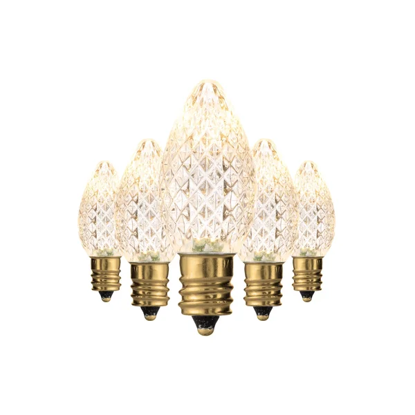 Holiday Lighting Outlet Faceted C7 Christmas Lights, Sun Warm White LED Light