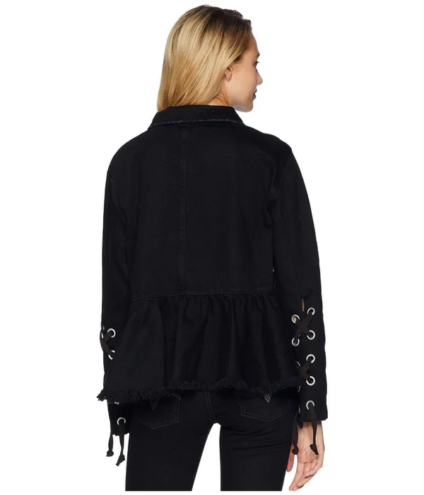 Free People Willow Cotton Denim Jacket - Black M
